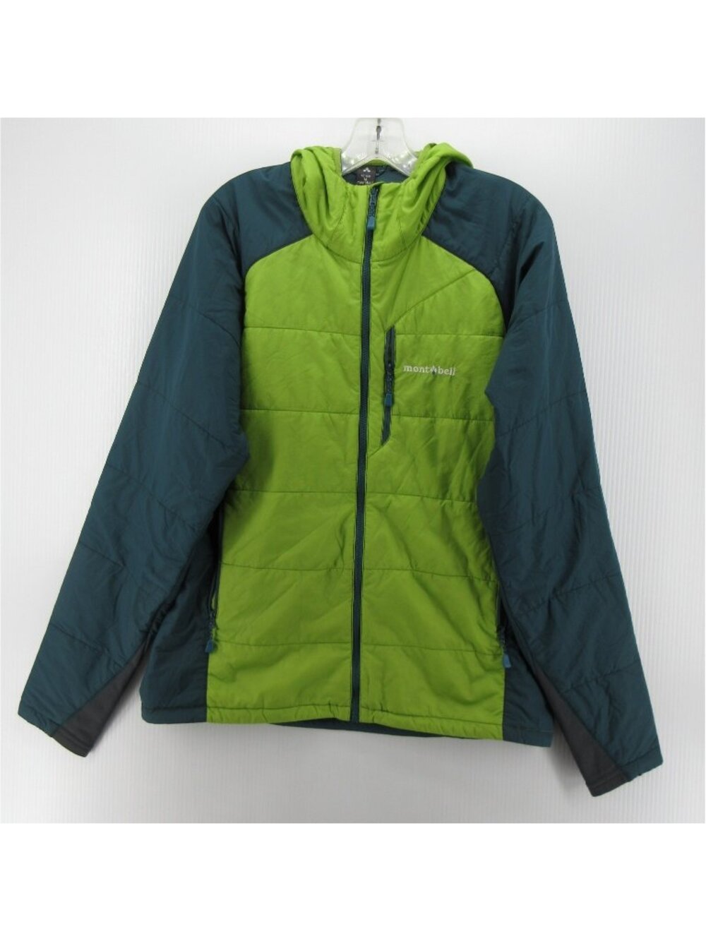 Montbell Jacket Medium Green UL Thermawrap Parka Coat Quilted Hoodie *